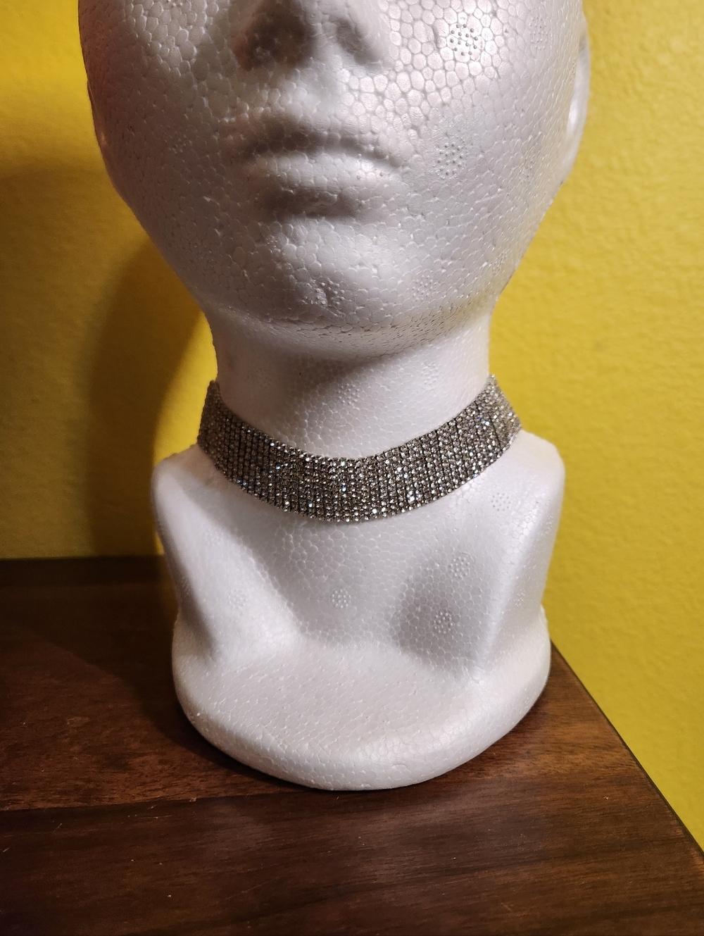 Crystal Mesh Choker Necklace in Silver